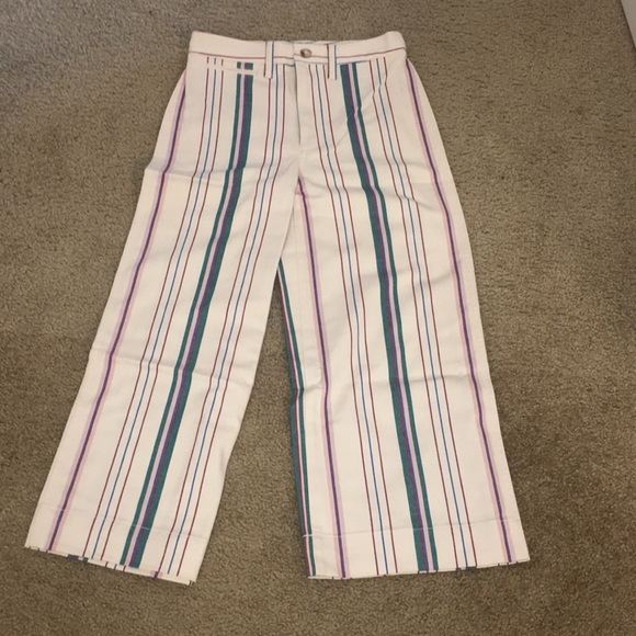 Madewell Wide Leg High Waist Stripe Crop Pants 25P - Picture 8 of 11